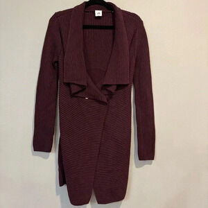 Cabi Ribbed Knit Longline Duster Cardigan Waterfall Cotton Blend Cozy Chic S